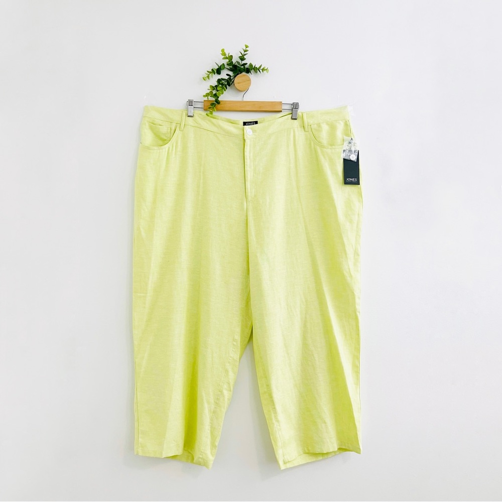 Jones New York NWT Light Green Linen Blend Lagenlook Trousers Pants